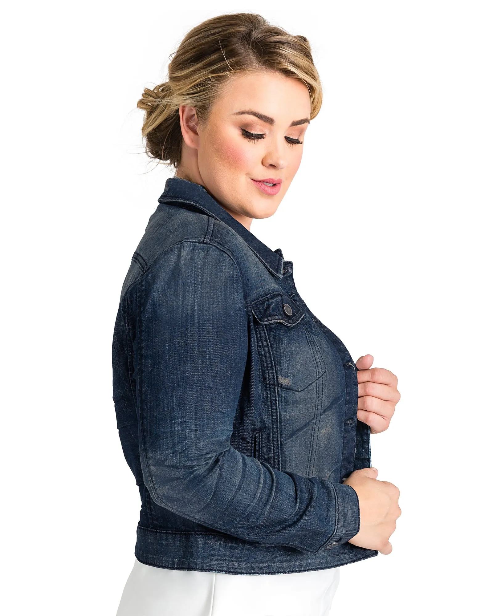 Autumn Destroyed Denim Jacket | Dark Wash