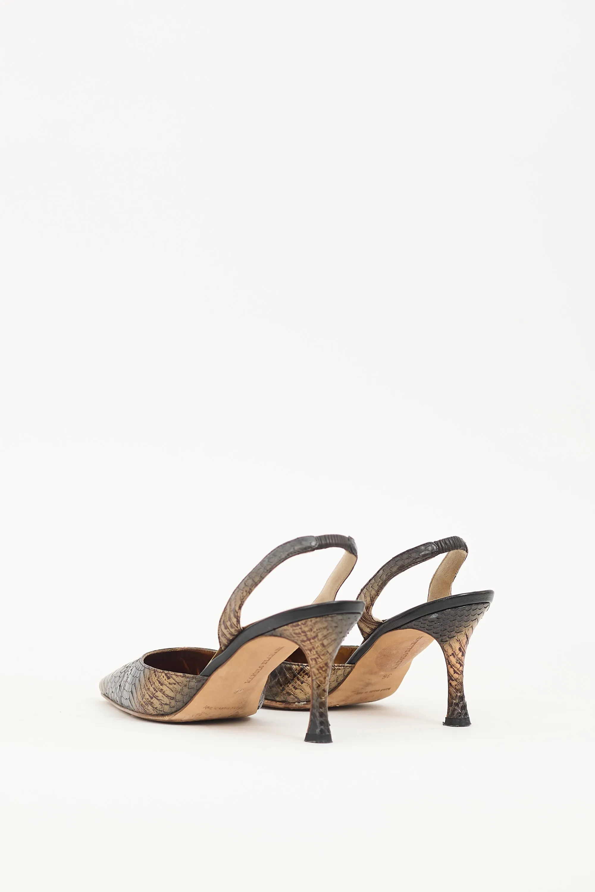 Bronze & Black Textured Leather Carolyne Pump