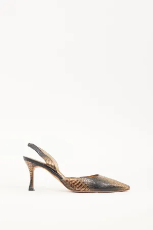 Bronze & Black Textured Leather Carolyne Pump