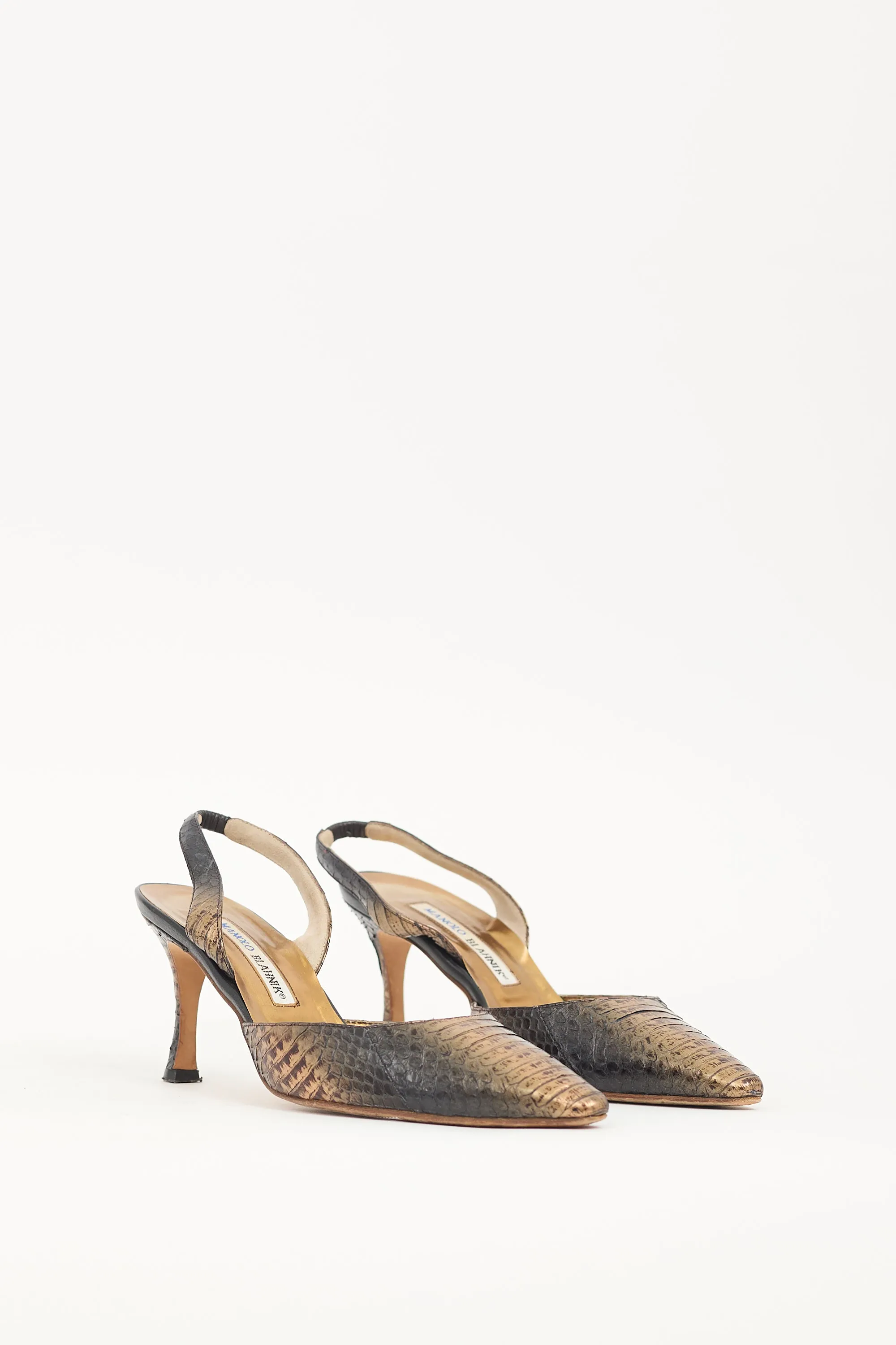 Bronze & Black Textured Leather Carolyne Pump