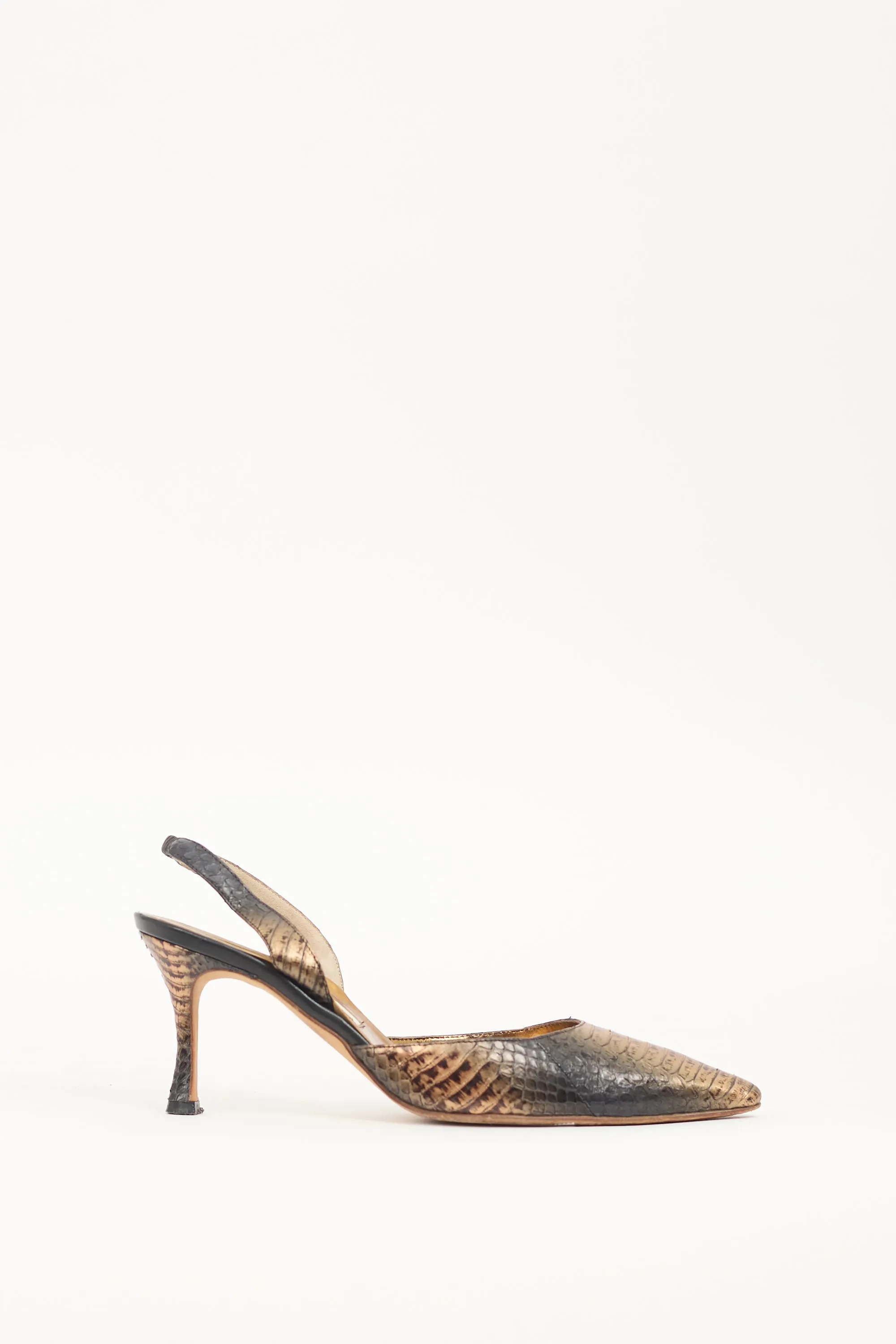 Bronze & Black Textured Leather Carolyne Pump