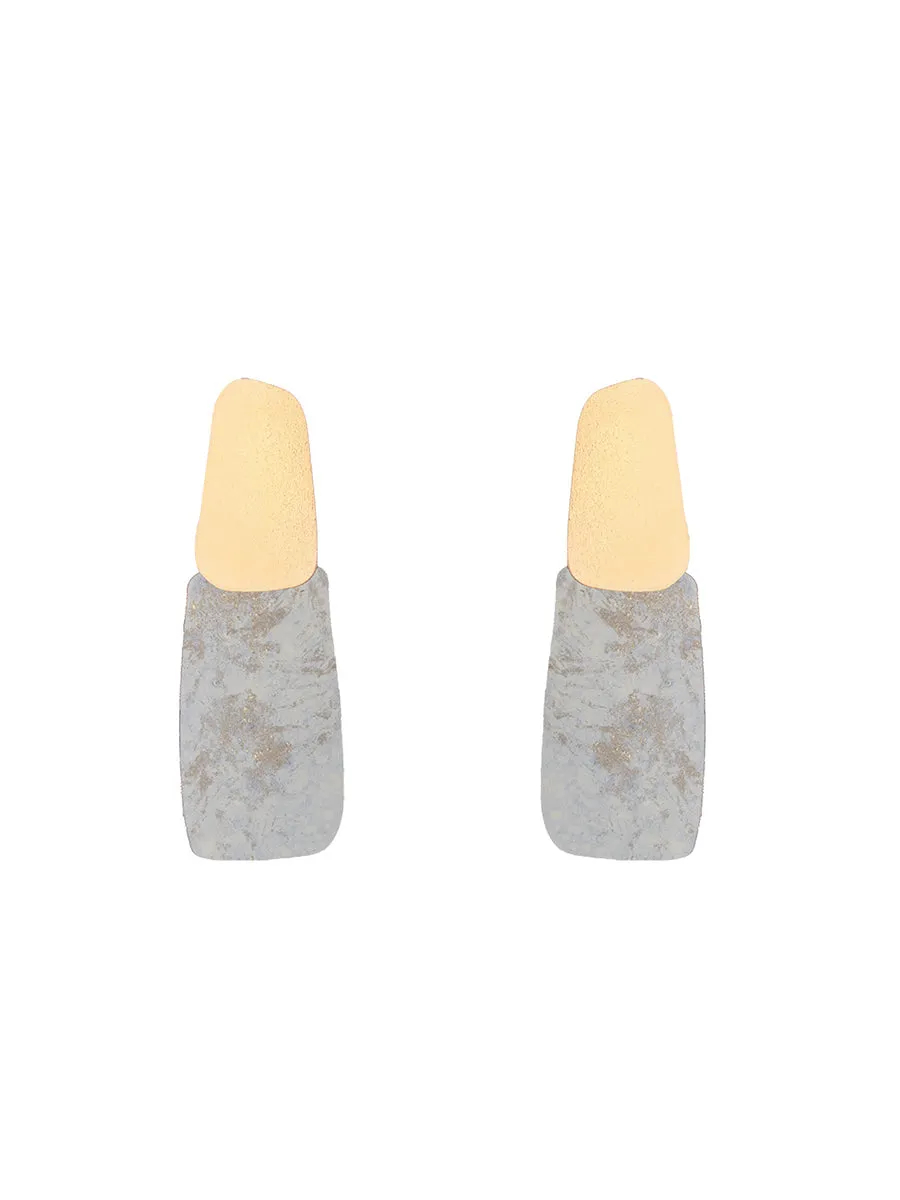 Bronze Plate Rectangular Earrings