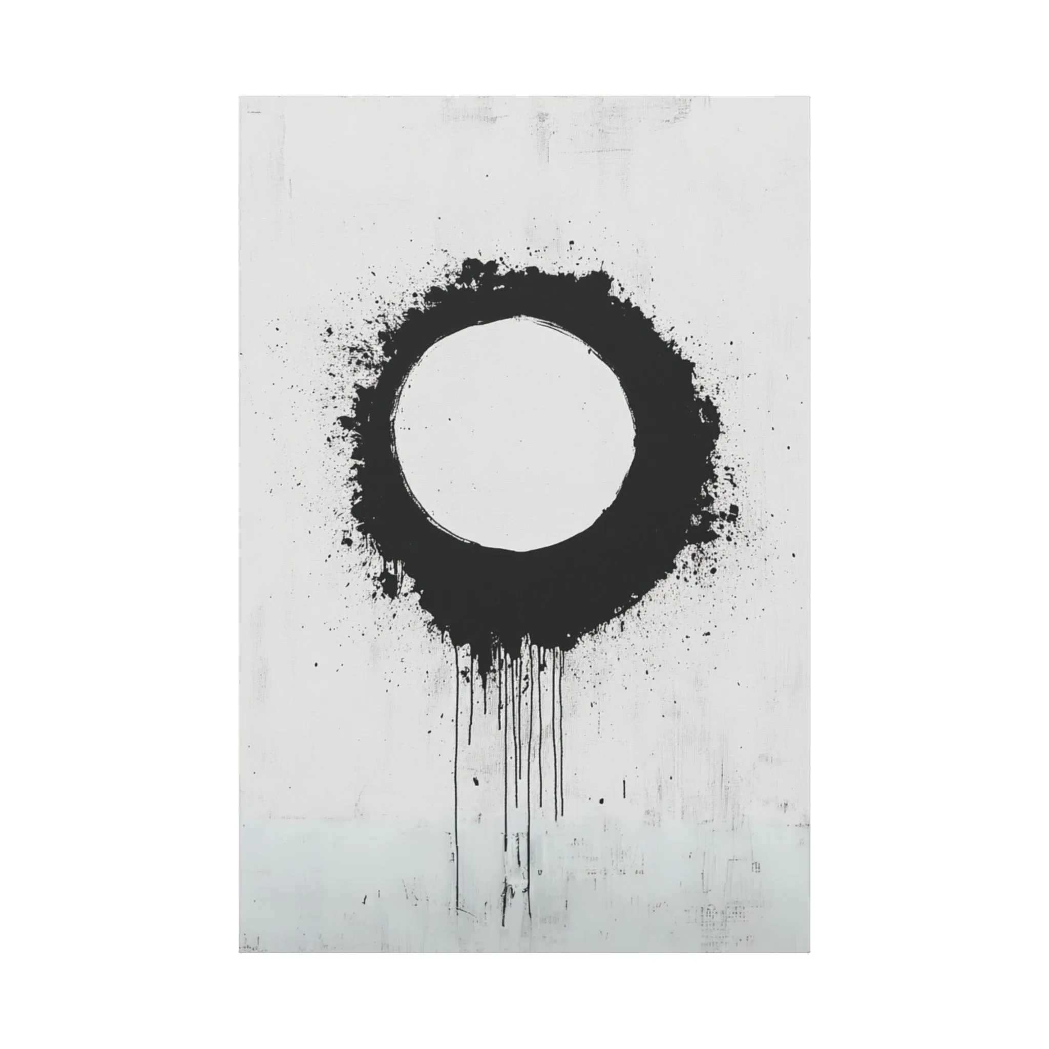 DUO MODERN "Modern Abstract Wall Art - Black Circle" on Matte Canvas