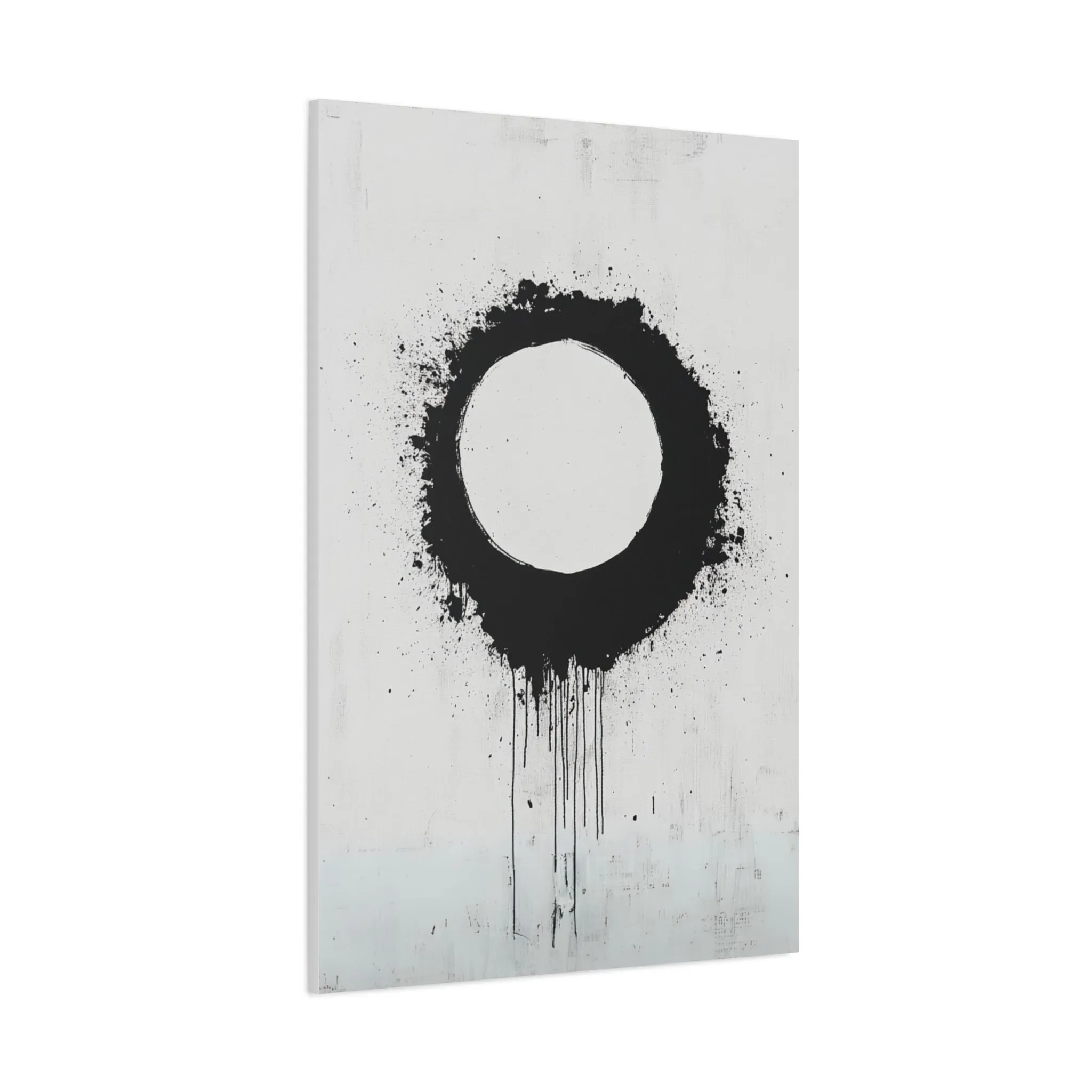 DUO MODERN "Modern Abstract Wall Art - Black Circle" on Matte Canvas