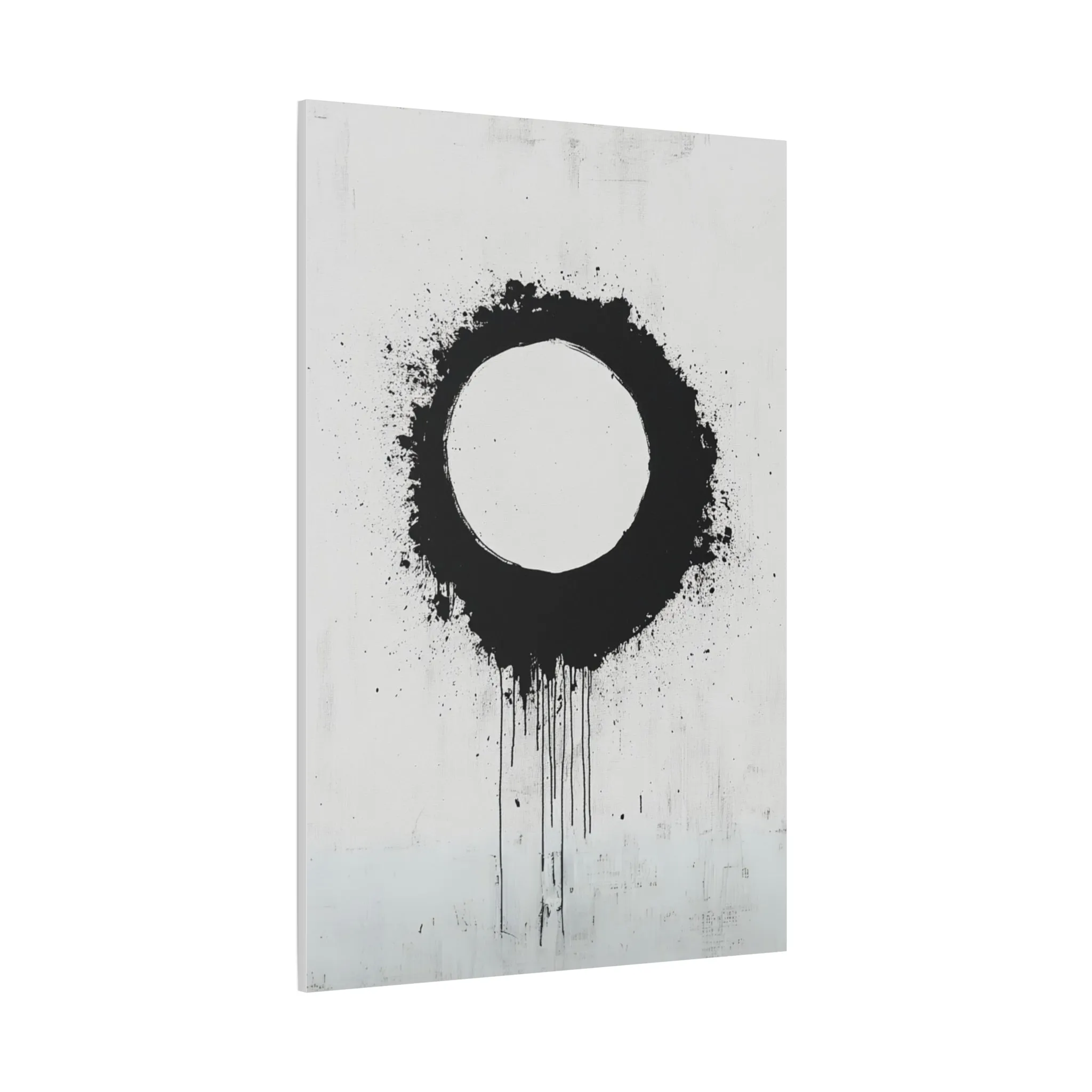 DUO MODERN "Modern Abstract Wall Art - Black Circle" on Matte Canvas