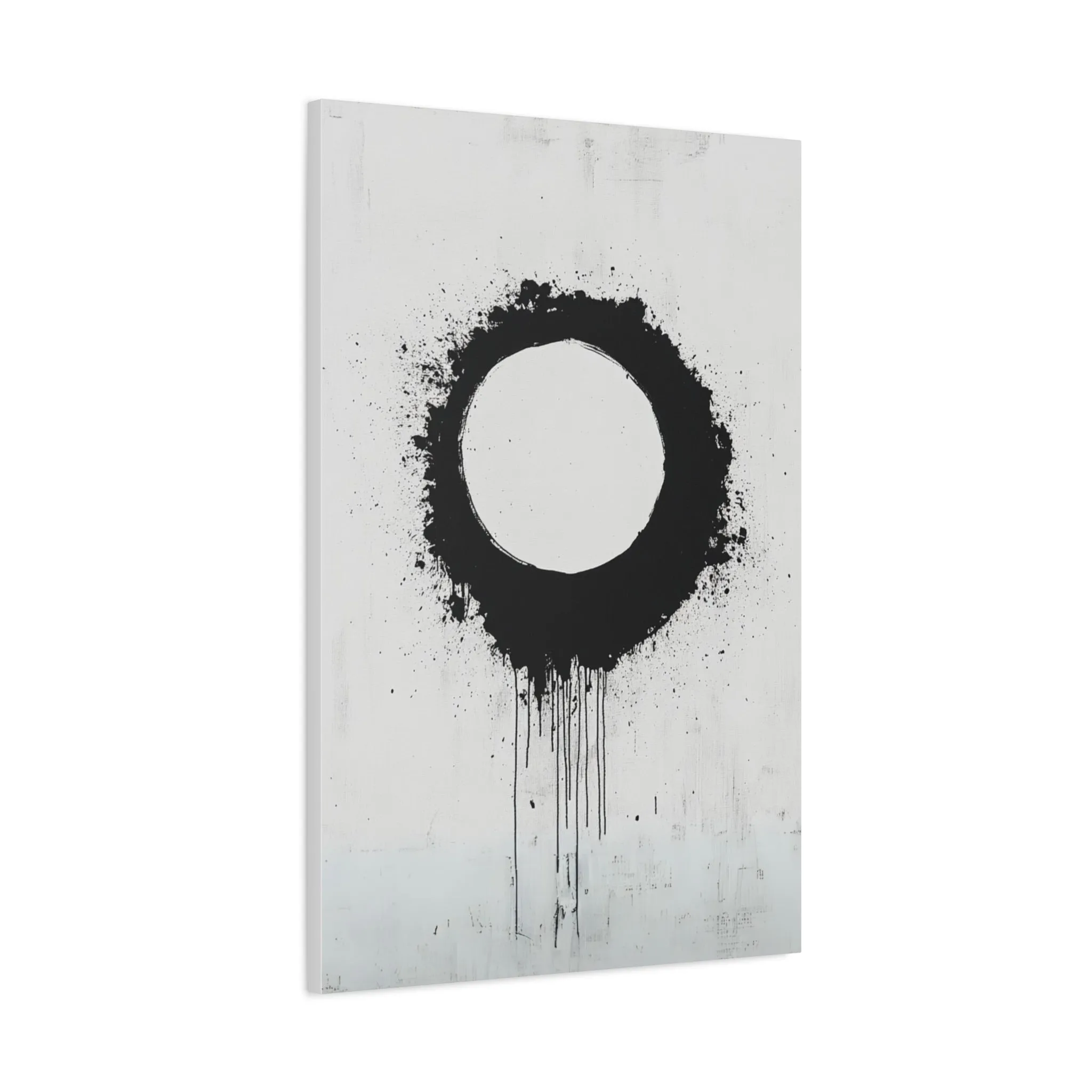 DUO MODERN "Modern Abstract Wall Art - Black Circle" on Matte Canvas