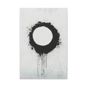 DUO MODERN "Modern Abstract Wall Art - Black Circle" on Matte Canvas