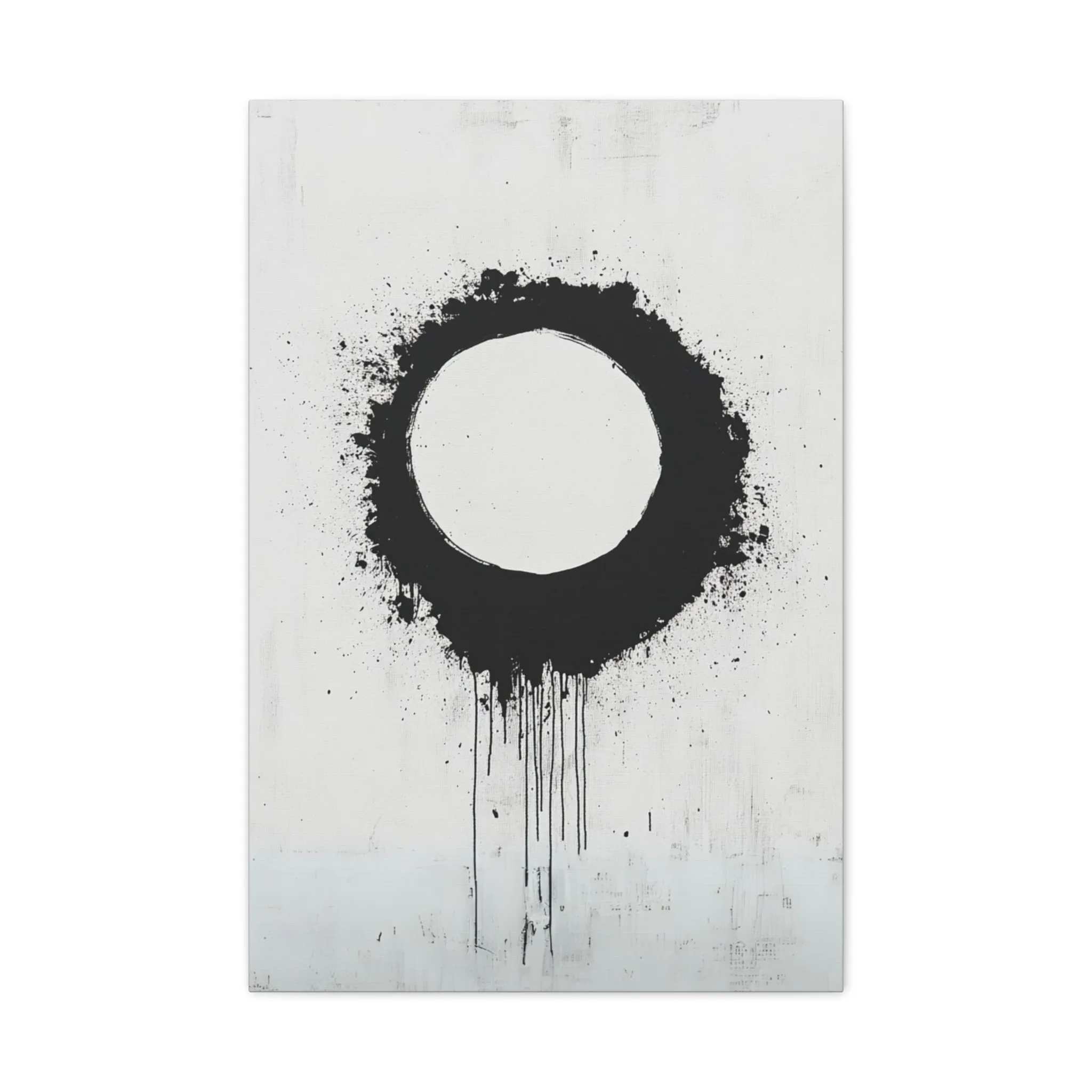 DUO MODERN "Modern Abstract Wall Art - Black Circle" on Matte Canvas