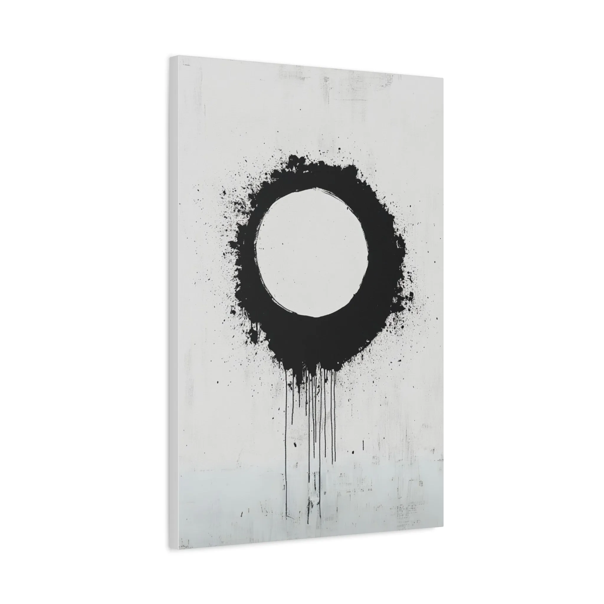 DUO MODERN "Modern Abstract Wall Art - Black Circle" on Matte Canvas