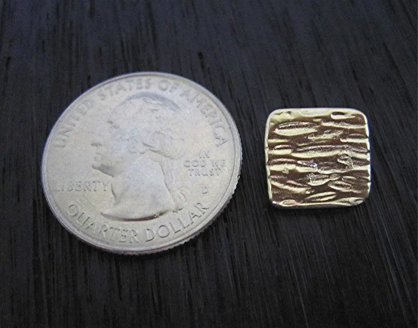 Gold Bronze Artisan Wood Bark Textured Jewelry Button and Clasp (one)
