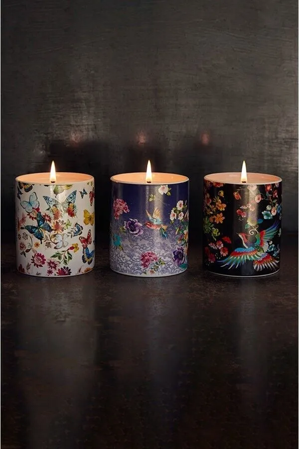 Johnny Was Malibu Rose Candle Natural Luxury Fragrance Soy Purple Flowers Birds New