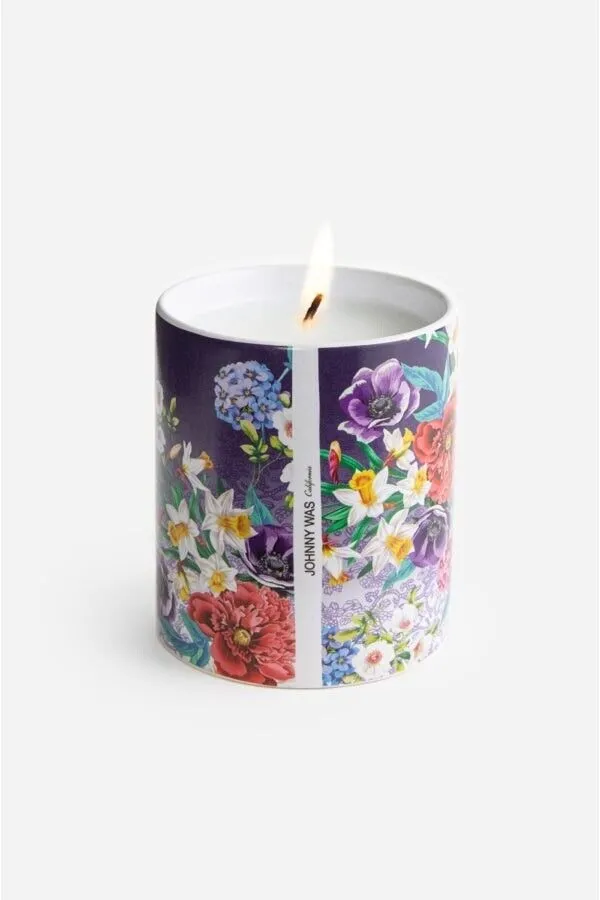 Johnny Was Malibu Rose Candle Natural Luxury Fragrance Soy Purple Flowers Birds New