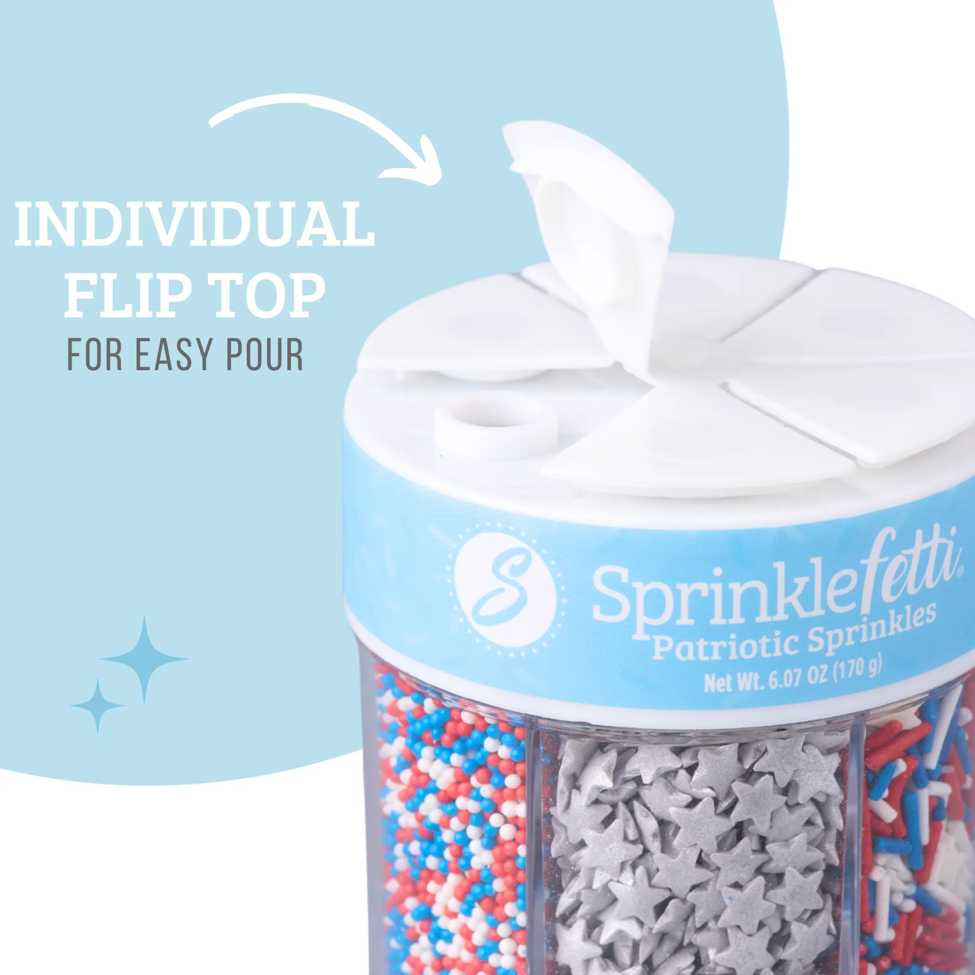 Patriotic Sprinkle Jar - 6 Cell
