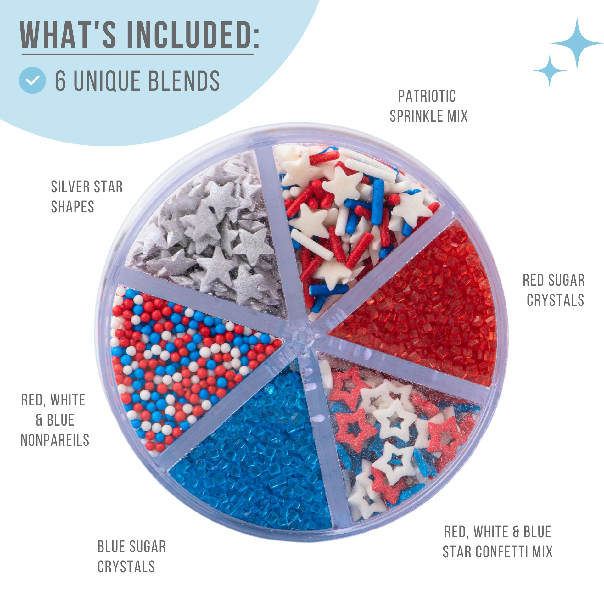Patriotic Sprinkle Jar - 6 Cell