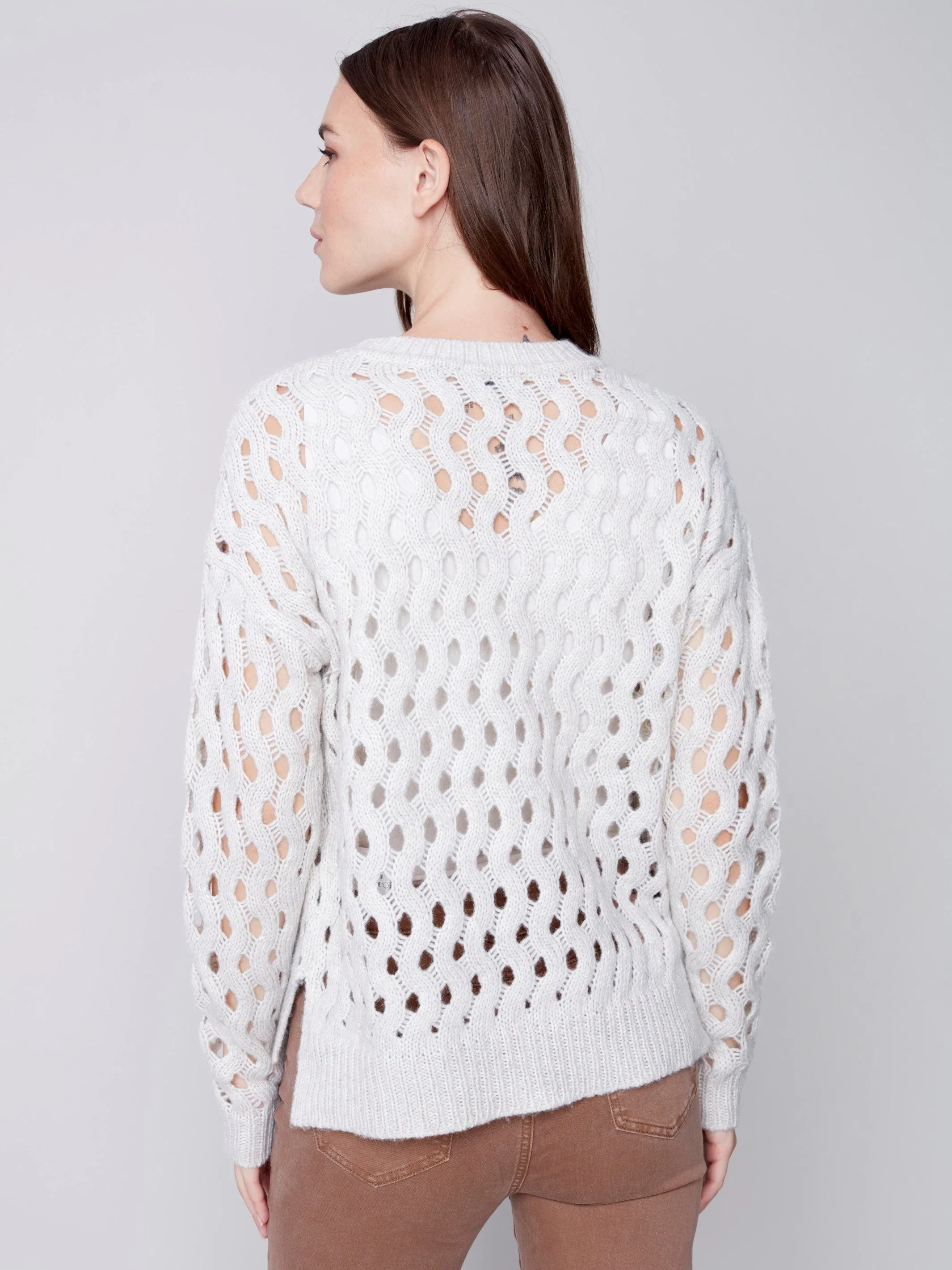 Plush Net Stitch Sweater - Almond