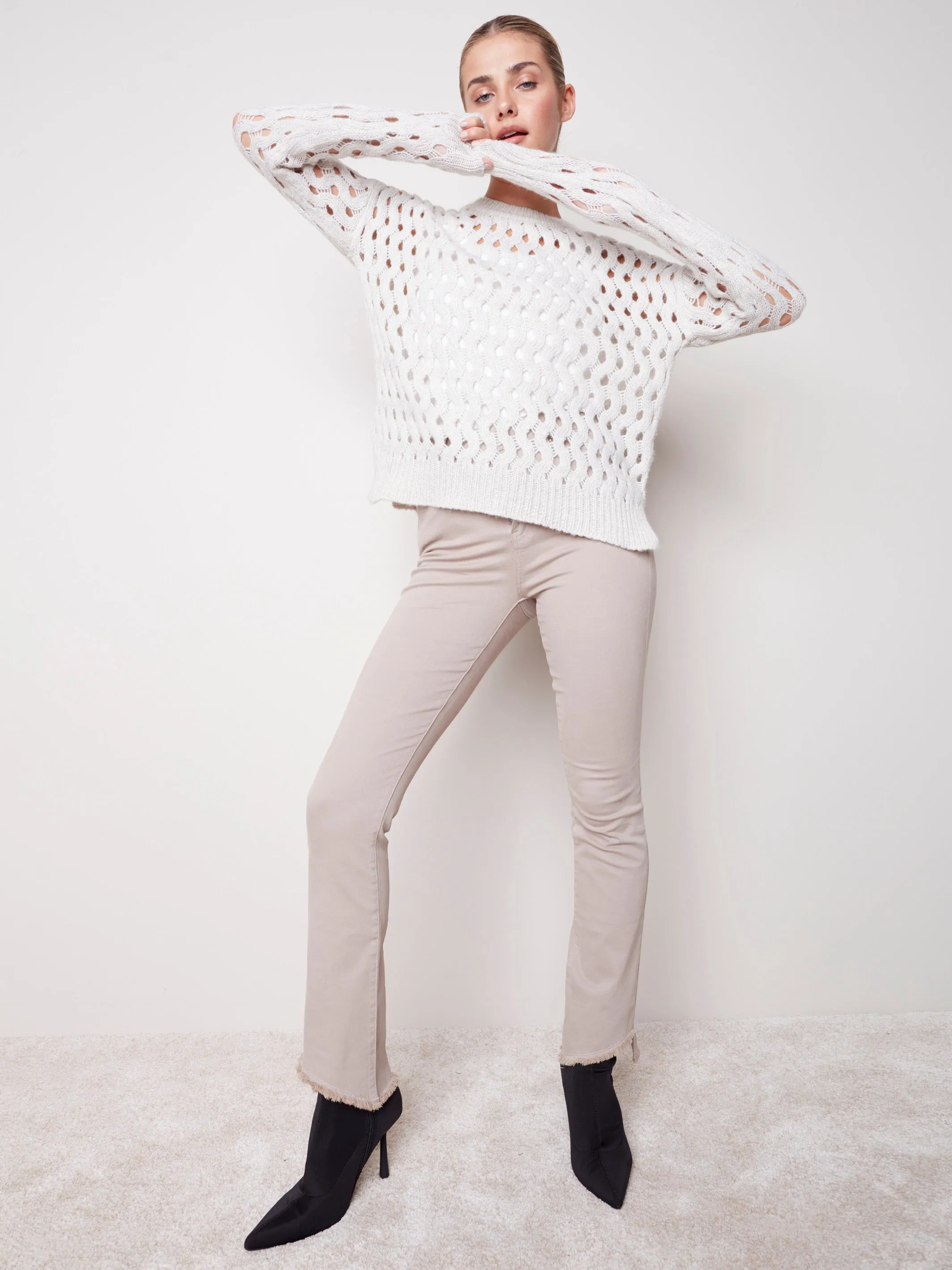 Plush Net Stitch Sweater - Almond