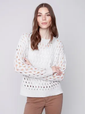 Plush Net Stitch Sweater - Almond