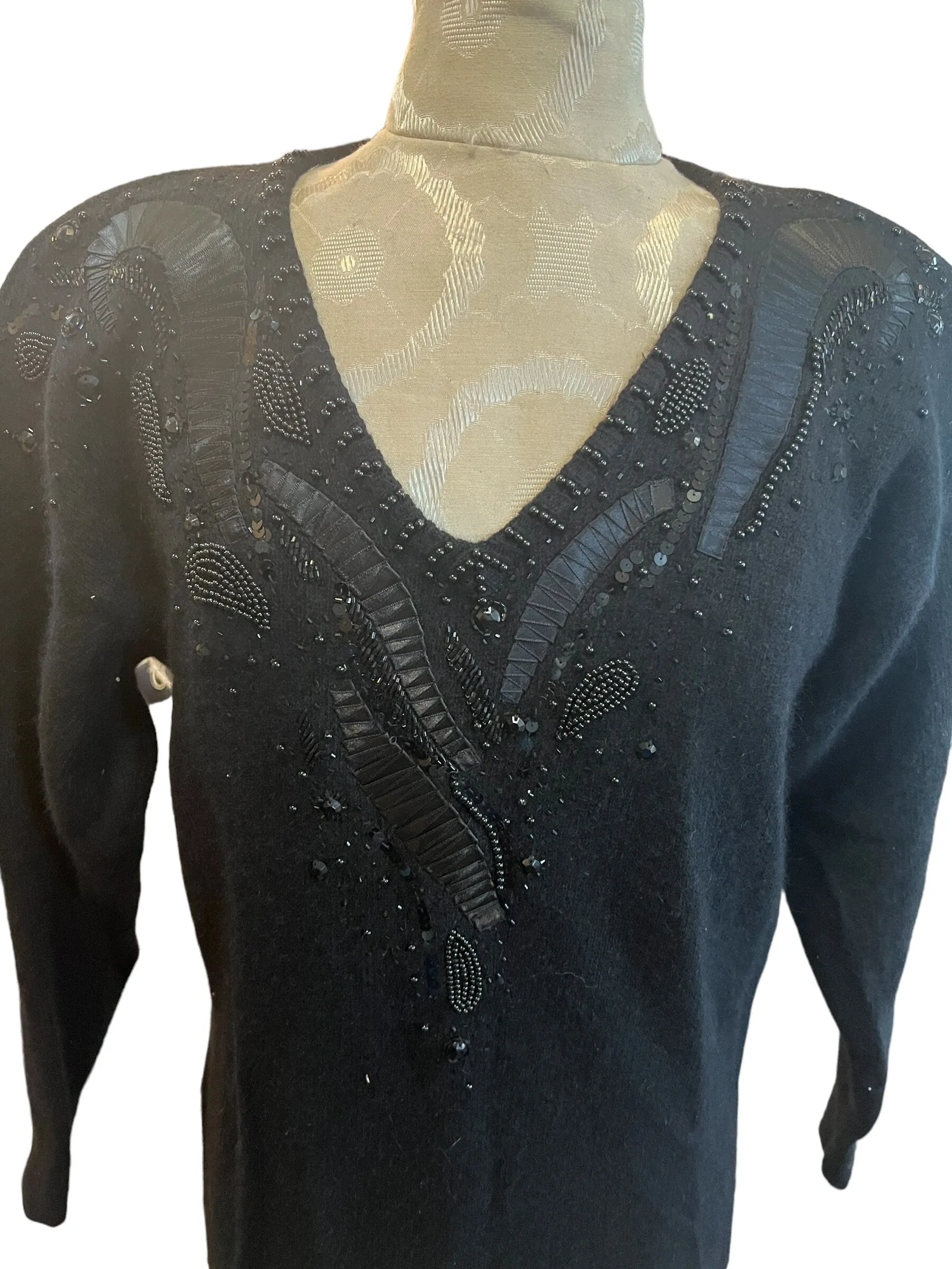 Vintage 80’s black lambswool sweater dress M