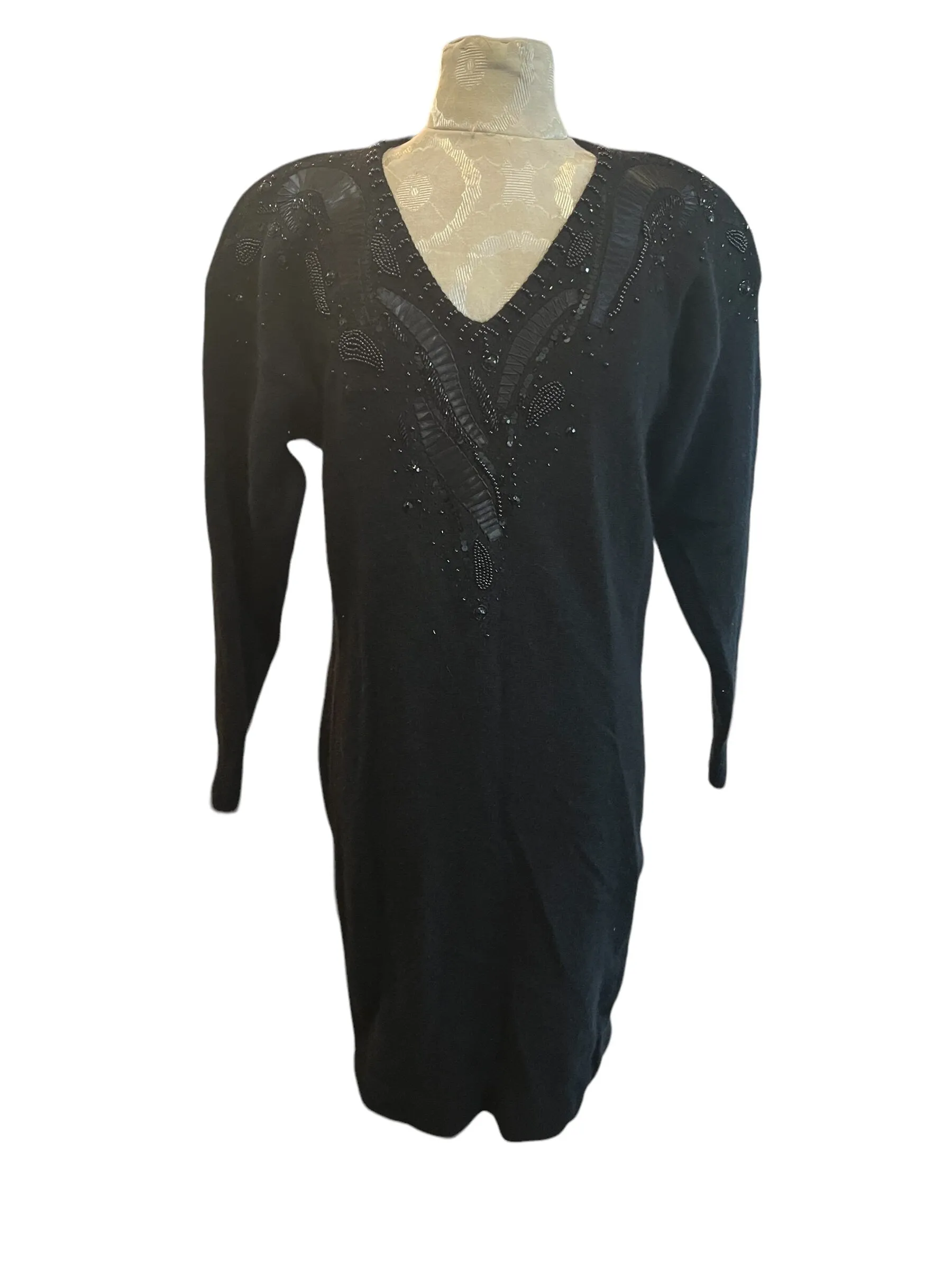 Vintage 80’s black lambswool sweater dress M
